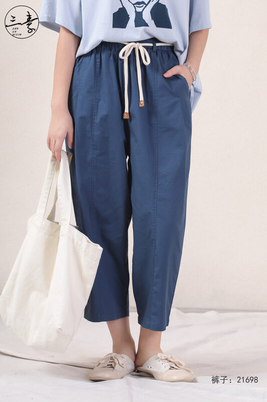 [original three element clothes] simple temperament, versatile radish pants, casual pants (with waist rope) 21698
