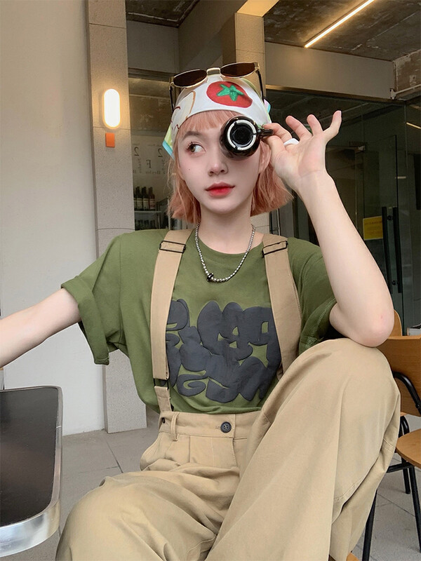 [dolly] chic printed loose short sleeve T-shirt 3233# PCZ