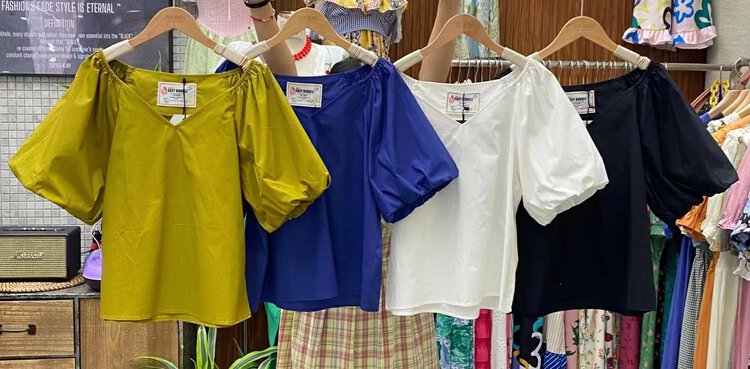 [suzybubble] casual short solid color blouse 6369# WPL