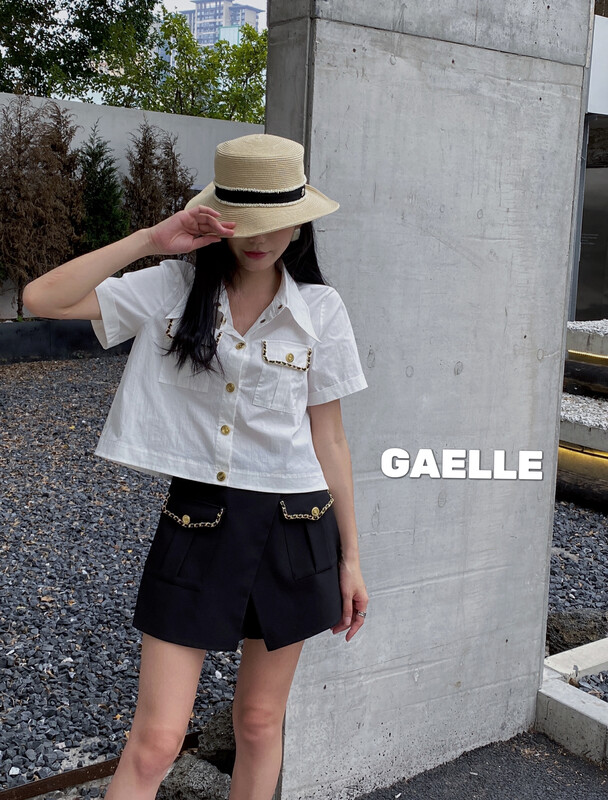 [GL] Xiaoxiang light luxury series short sleeved shirt + high waist skirt suit c5008# JJ