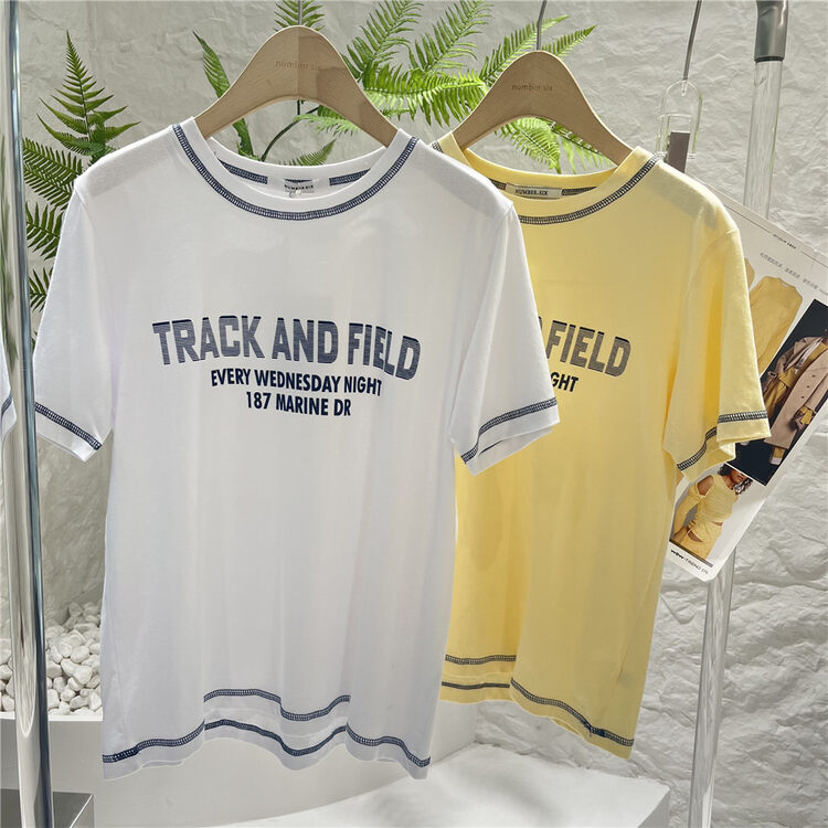 New in early summer! [numbersix] color blocked letter printed short sleeve T-shirt ys1-6875\lsw