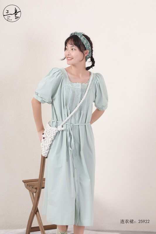 [original of three plain clothes] casual literary style retro elegant dress 25922