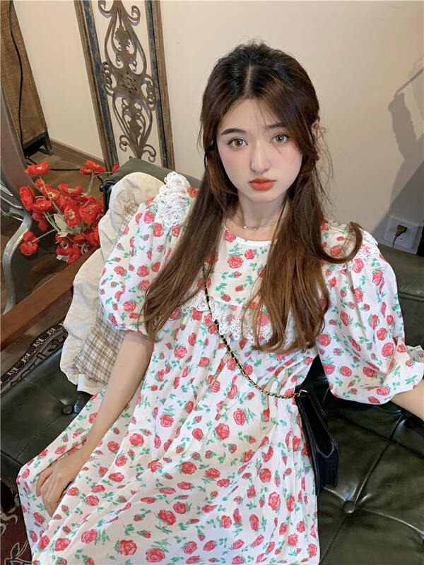 [dolly] Korean sweet retro Rose Dress 6441# PCZ
