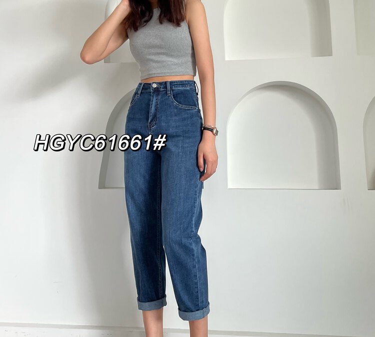 [Korean original] high waist casual elastic Harlan jeans 61661# Fhx