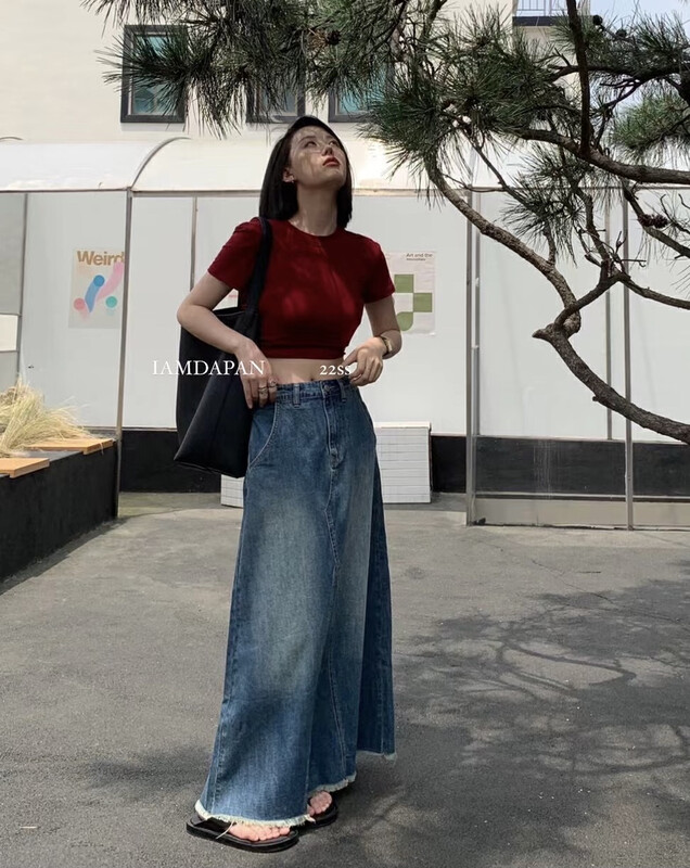 [I am Dapan] high waist casual denim skirt 7100# zxl