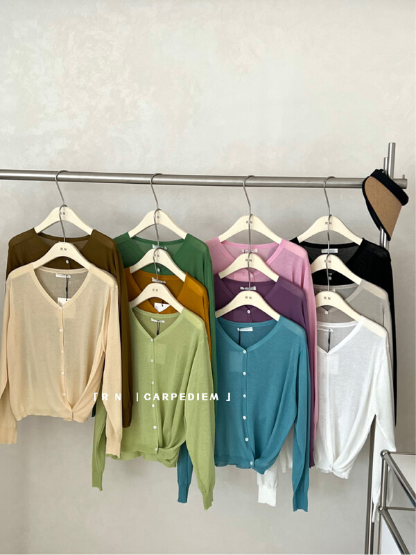 [R n] Korean minority loose and versatile V-neck knitted cardigan 81398# ll