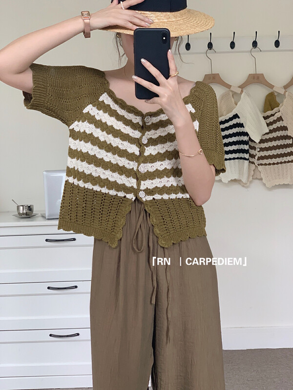 [RN] French Vintage striped knitted cardigan 81562 \ll