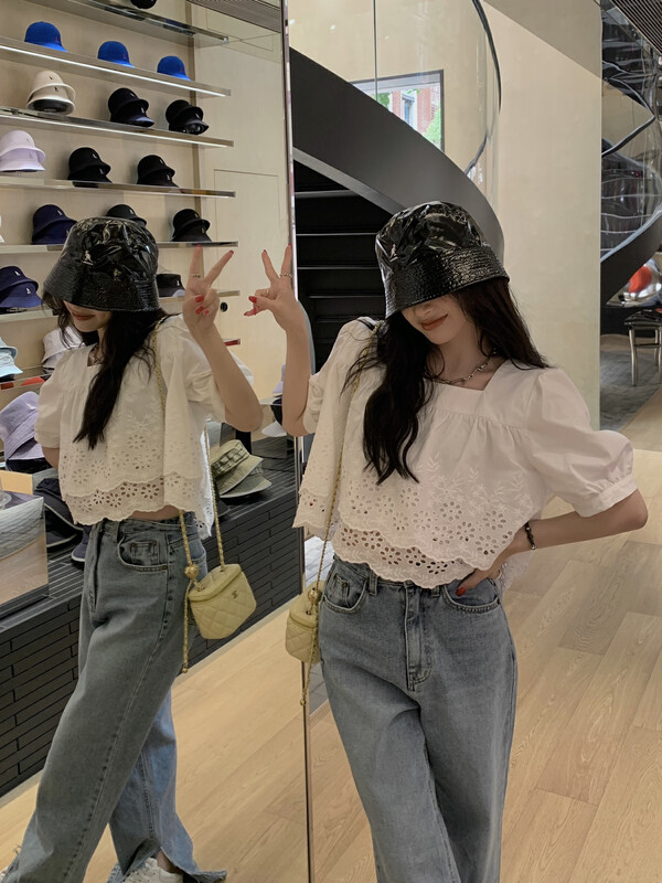 [11An] temperament jacquard loose shirt a6758