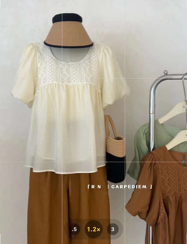 [R n] Korean loose and versatile Round Neck Shirt 81365 \ll