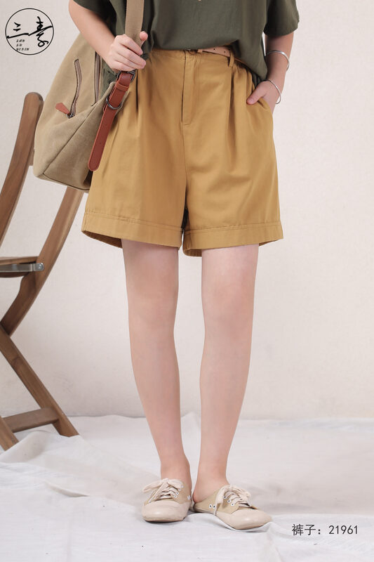 [original three element clothes] simple temperament casual loose casual shorts (with belt) 21961