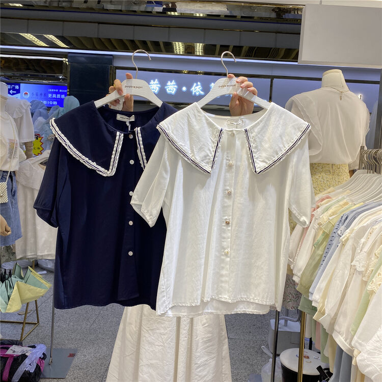 [purpler] Korean sweet short sleeved shirt 35520# hjy