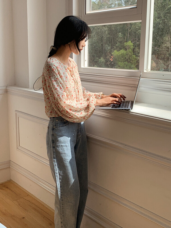 [secondtime] floral versatile loose shirt 3319# XJ