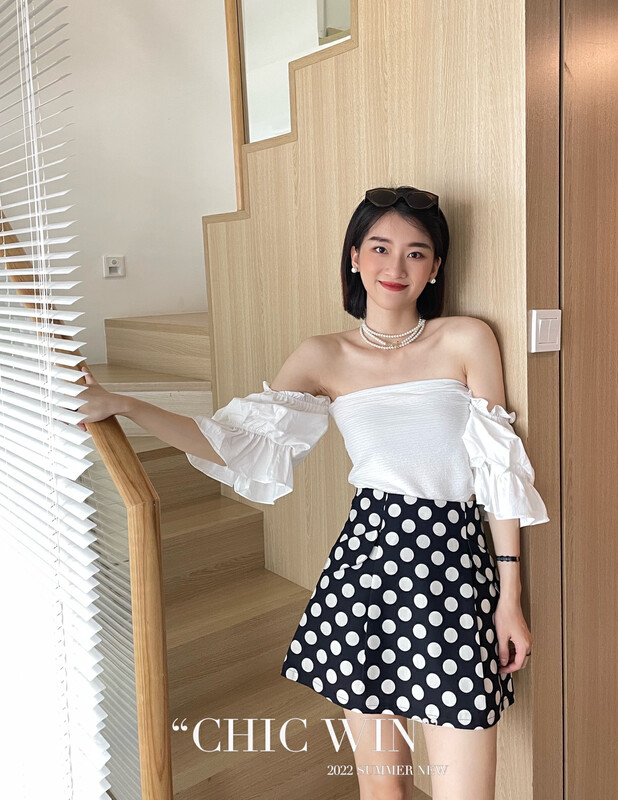 [chic win] Korean design wave point A-line skirt a9110# CSX