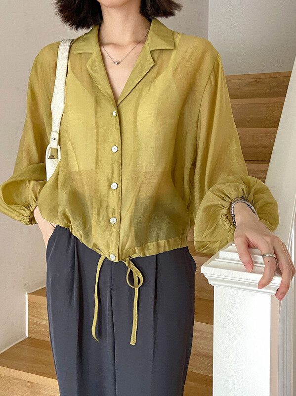 [secondtime] small fresh simple hem lace up design shirt 5307# XJ
