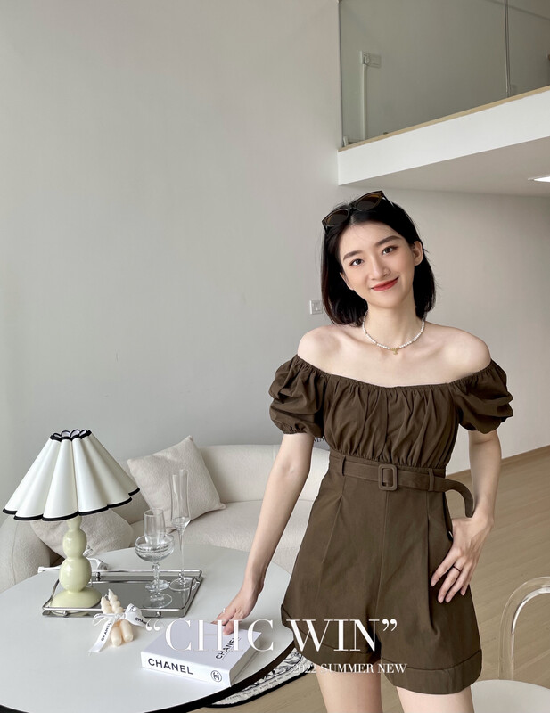 [chic win] Korean fashion off shoulder Jumpsuit (with belt) 61-190\csx