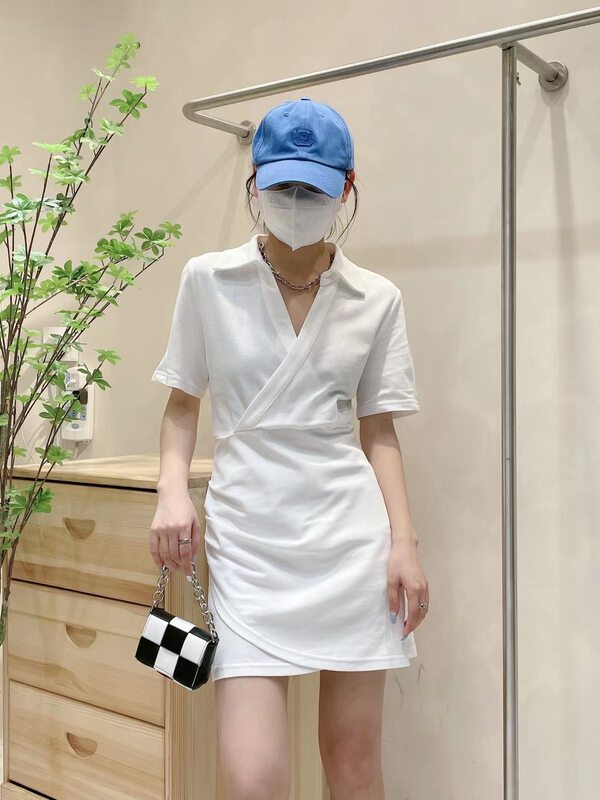 [C.H] V-neck waist closing lady dress ys1-c595\ll