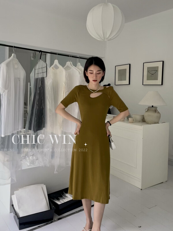 [chic win] Korean style simple high-grade net color drape dress 3322# CSX