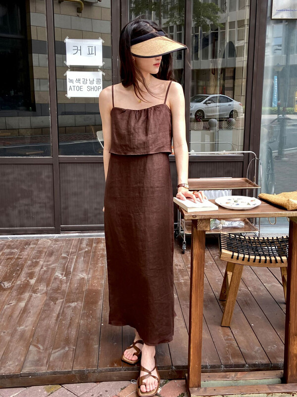 [secondtime] casual solid color suspender thin dress 5369# XJ