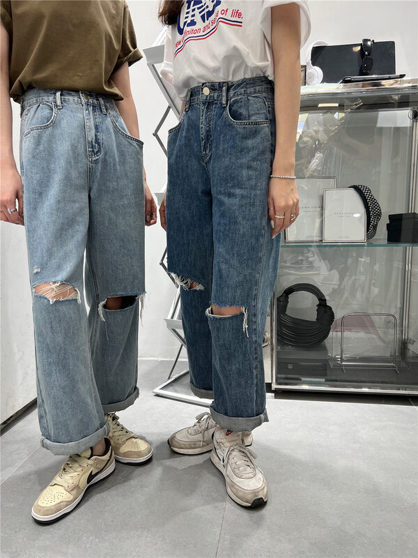 [t-platform] Korean loose and broken casual jeans 8599# cqw