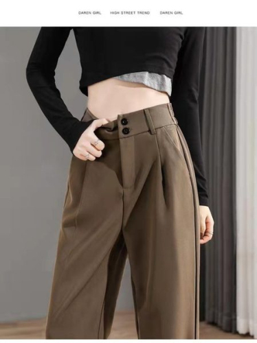 Official figure wide leg pants women's sagging high waist slim suit pants in summer straight tube thin pants