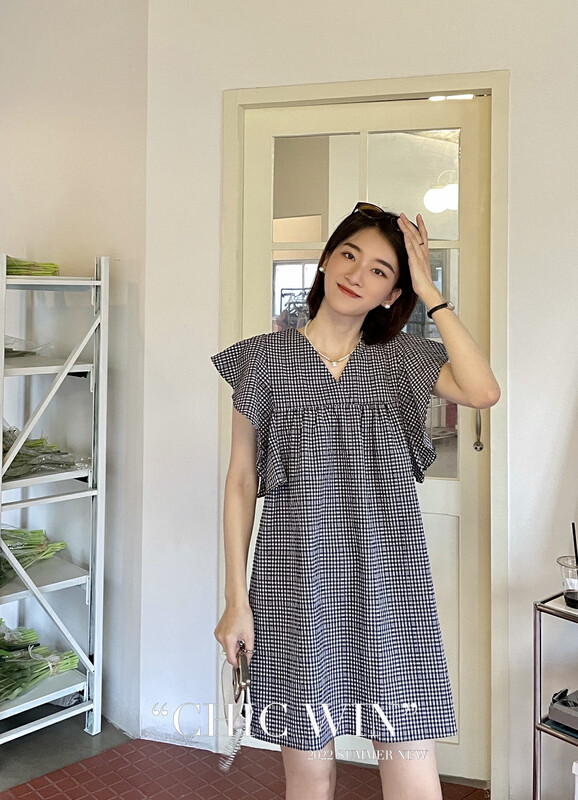 [chic win] Korean fashion thin dress with fungus edge 0808 \csx