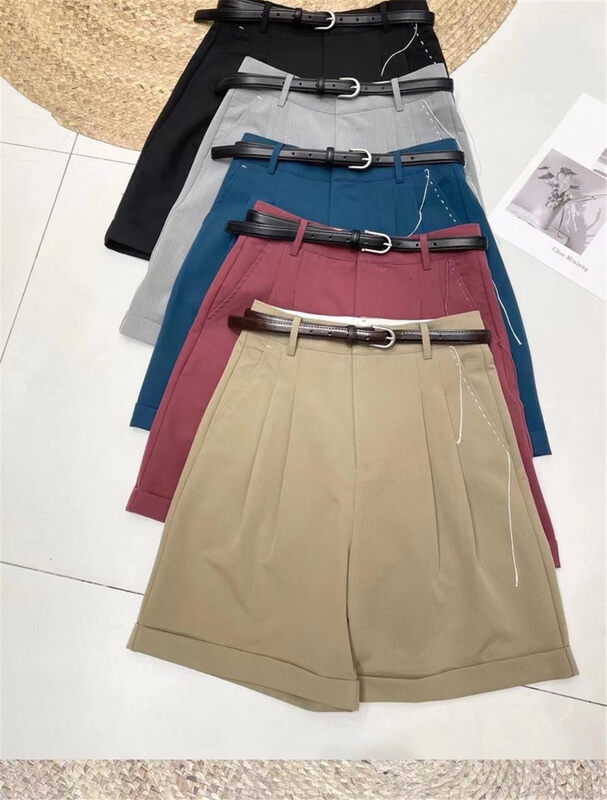Original price 88.99! [t-platform] Korean style texture commuter loose casual shorts (without belt) 2673# cqw