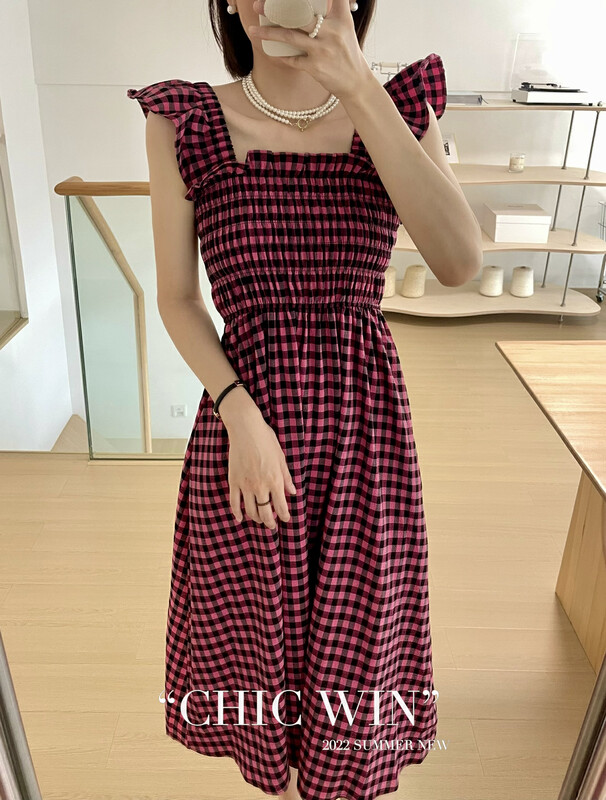 [chic win] Korean fashion simple Plaid Dress 867# CSX