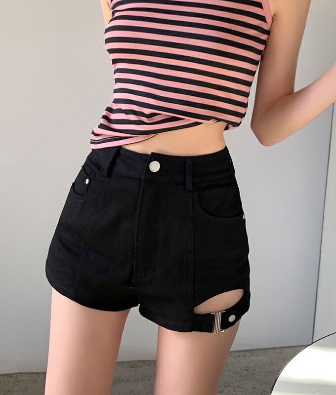 [h.max] hot girl hollowed out denim shorts c4571# ozq