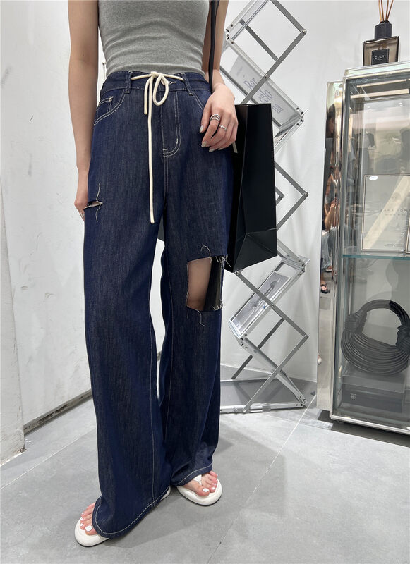 [t-platform] Korean style personalized baggy jeans with holes 8605# cqw