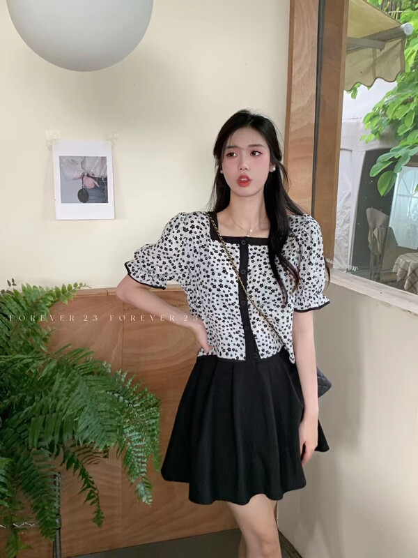 [forever23] Korean style square collar floral shirt a855# hjy
