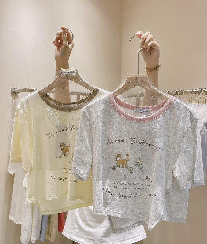[lucky] new cartoon printing irregular split shirt ys1-8761# HBx