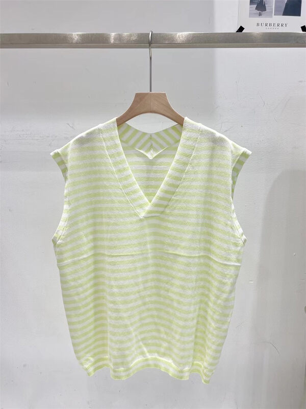 [td] striped versatile loose V-neck vest / suspender 8307# XJ