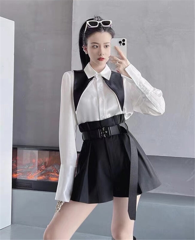 [Linna] slim solid color versatile casual shorts (with belt) 7047# JJ