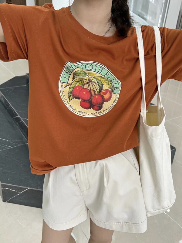 Original price 55.27! [rich Papa] round neck Korean pattern printed short sleeve T-shirt (T-shirt only) t324# zxx