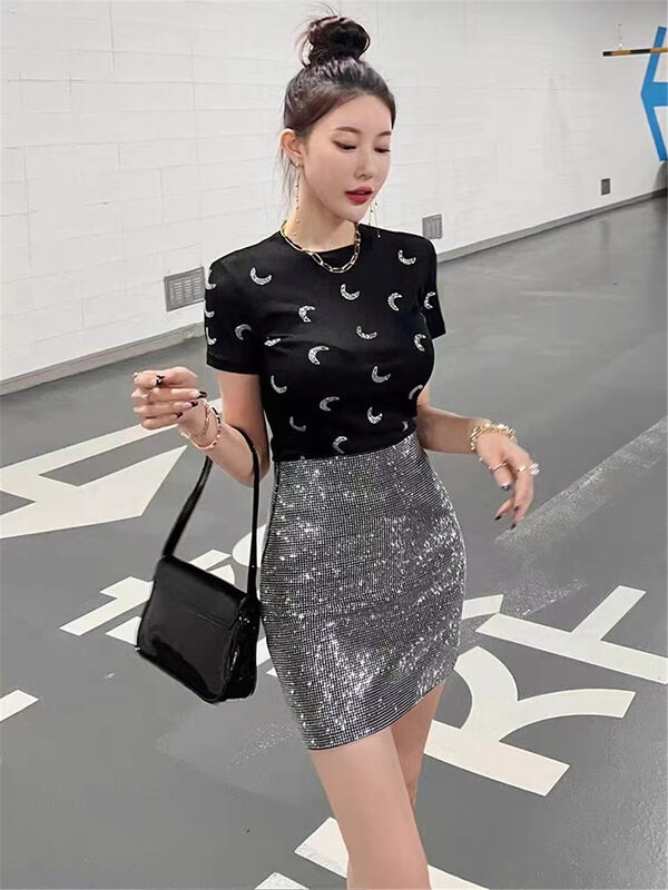 [Linna] slim Sequin versatile skirt 704935; JJ