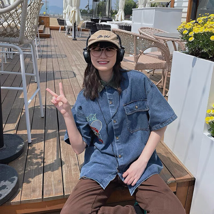 [lab eeda] Japanese tennis racket Embroidered Vintage washed old denim jacket 3221# ozq