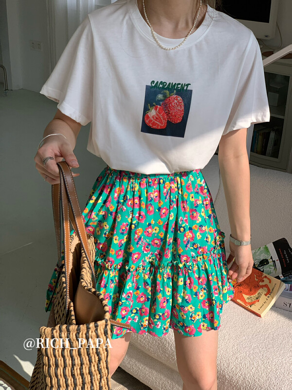 Original price 50.76! [rich Papa] Korean cartoon strawberry cute versatile short sleeve T-shirt t336\zxx