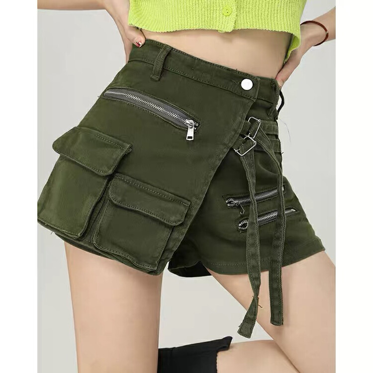 [good] zipper pocket design skirt pants 7751# JJ