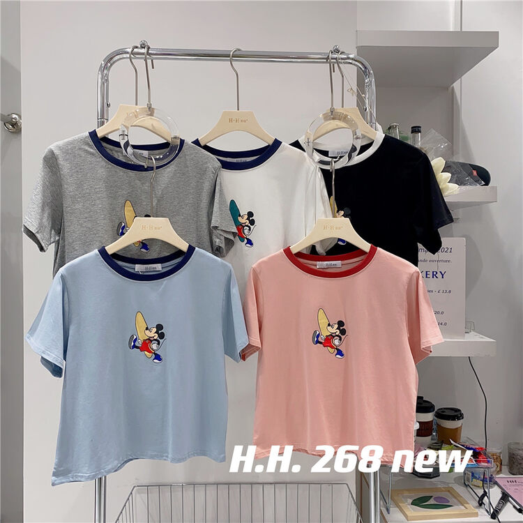 [HH &miss Lai] contrast round neck Mickey short sleeve T-shirt 268# L