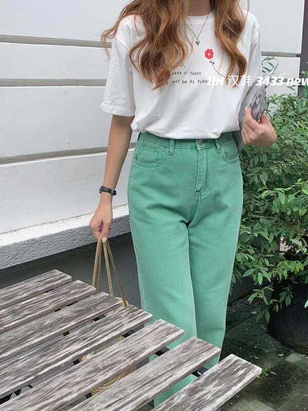 [HH &miss Lai] letter round neck comfortable short sleeve T-shirt 3433# L
