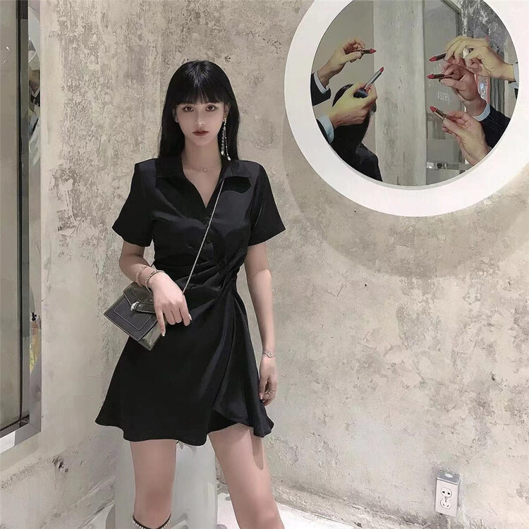 [Linna] ladies look thin solid dress 6927# JJ