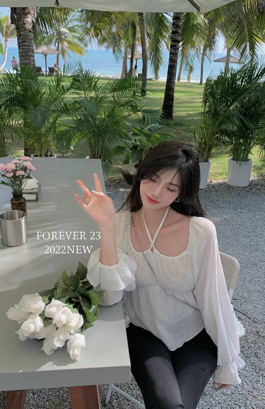 New year in early spring! [forever23] Korean pure desire to hang neck soft top small shirt a2011# hjy