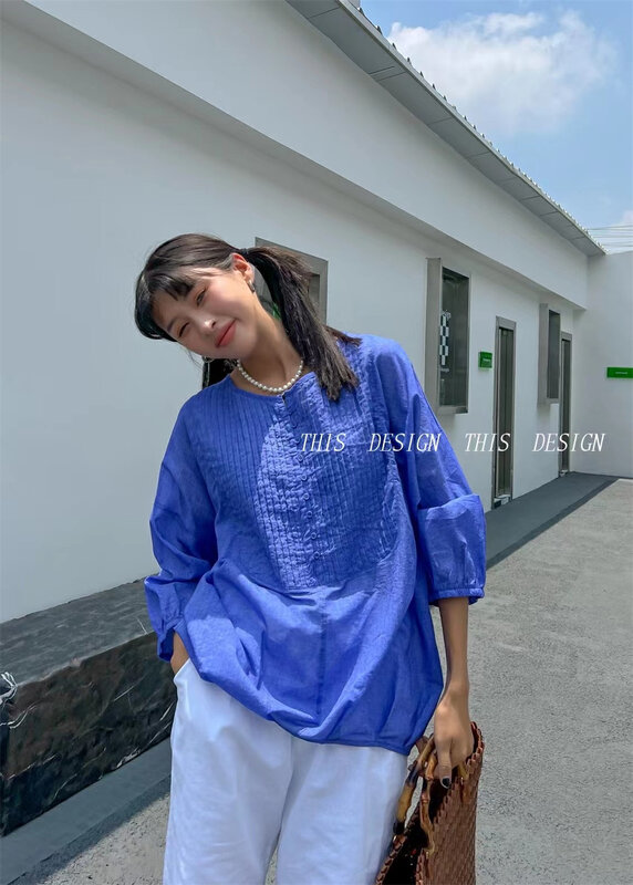 [this] simple and loose pleated design shirt r1142# CSX