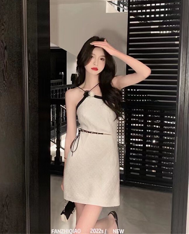 [Linna] pure color matching strapless dress 124643# JJ