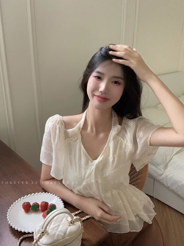 [forever23] Han Xianyu temperament hanging neck shirt a853# hjy