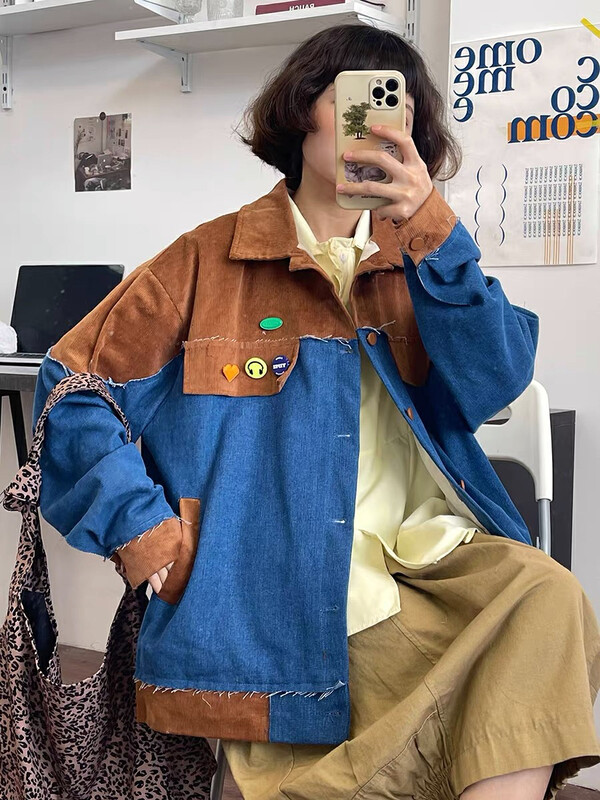 [lab eeda] niche color blocking loose jacket ys1-3206# ozq