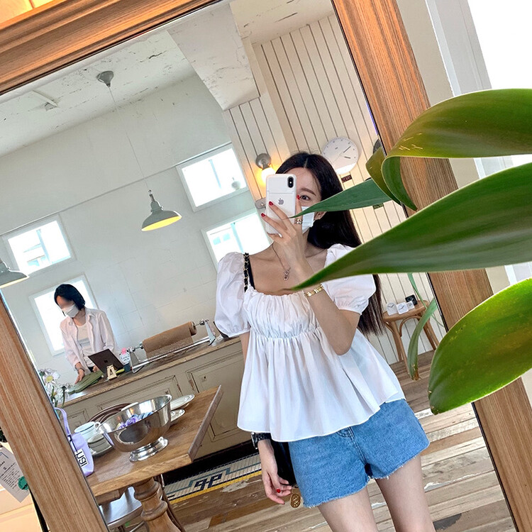 [millet +] sweet square neck bubble sleeve shirt 03035; WPL