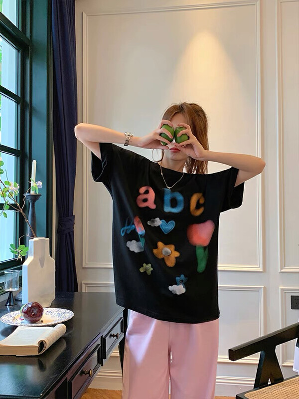 [lab eeda] American alphabet printed short sleeve T-shirt 3207# ozq