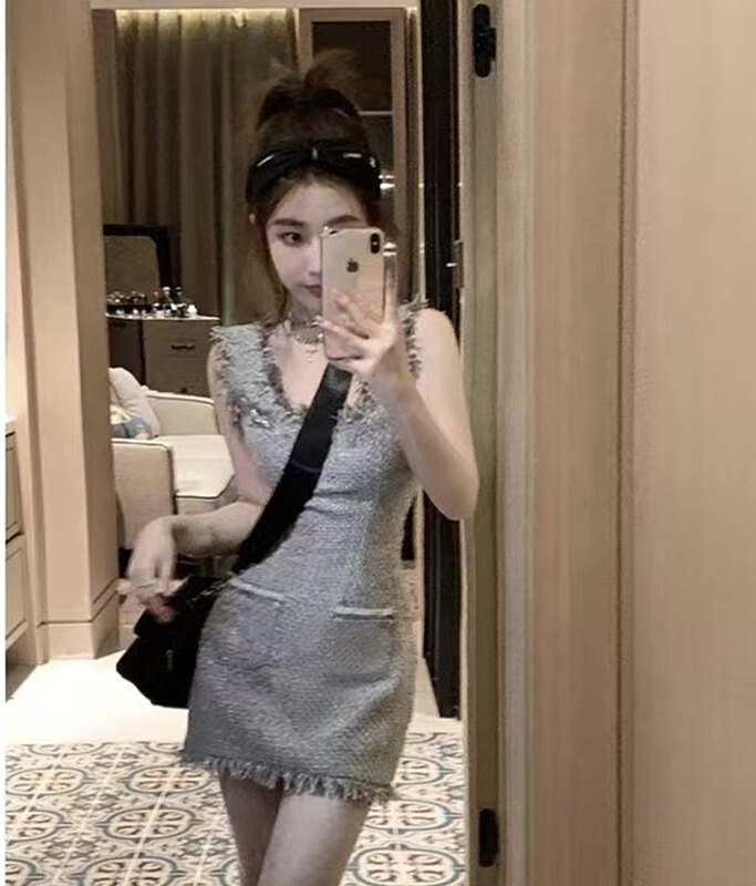 [Linna] online hot girl sleeveless small fragrance dress (excluding Brooch) l124694\jj