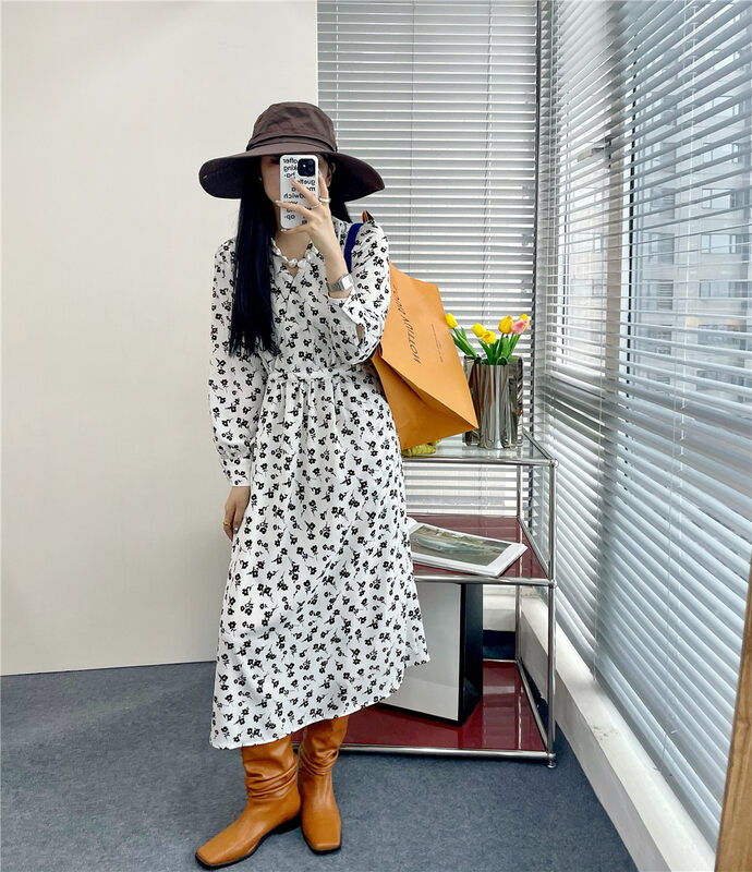 New year in early spring! [rich Papa] Chiffon retro westernized thin dress (excluding necklace) 21l025# zxx